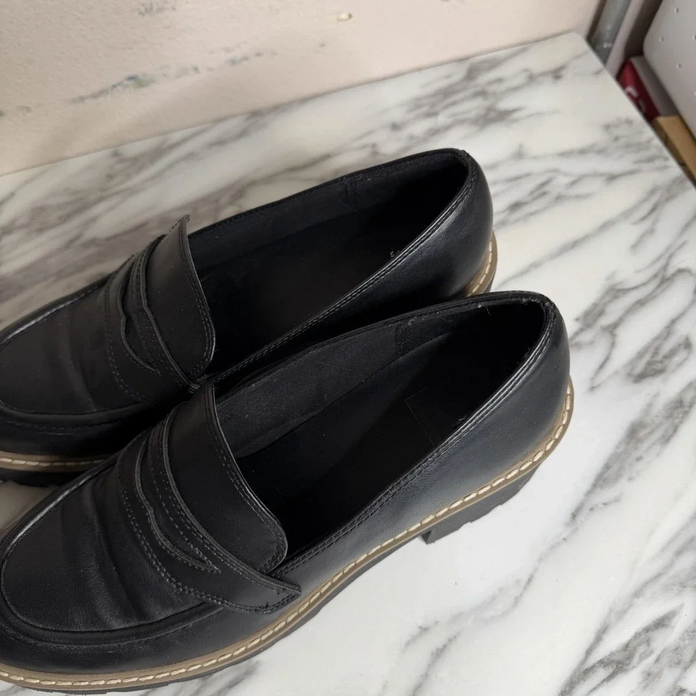 Dolce Vita Tammy Black Platform Loafers Women 9 Lug Sole Chunky Heel Y2K Gothic